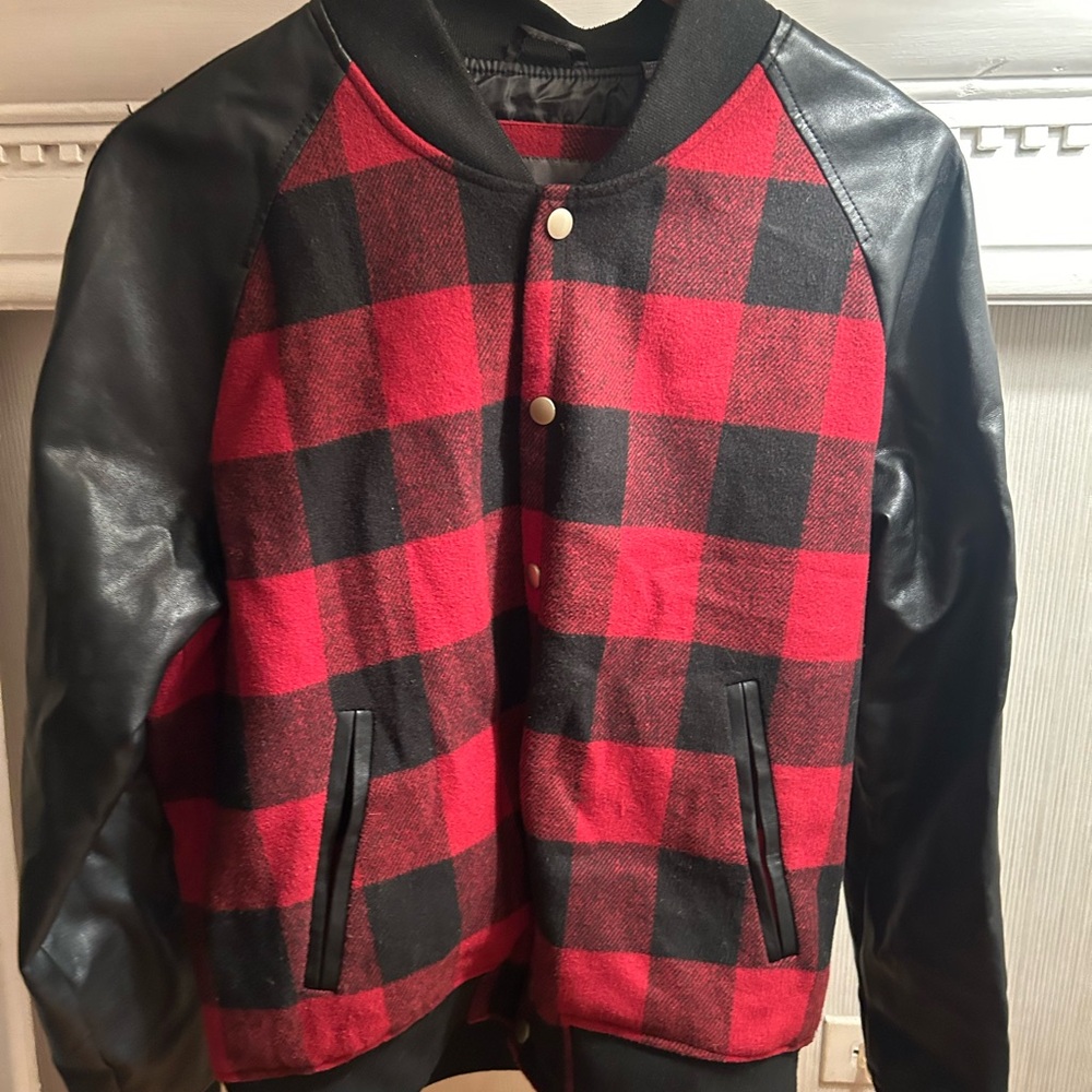 Slate & Stone Checkered Pattern Varsity Jacket. - image 2